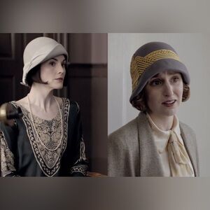 Downton abbey hat , Elegant Two-Tone wool Cloche Hat